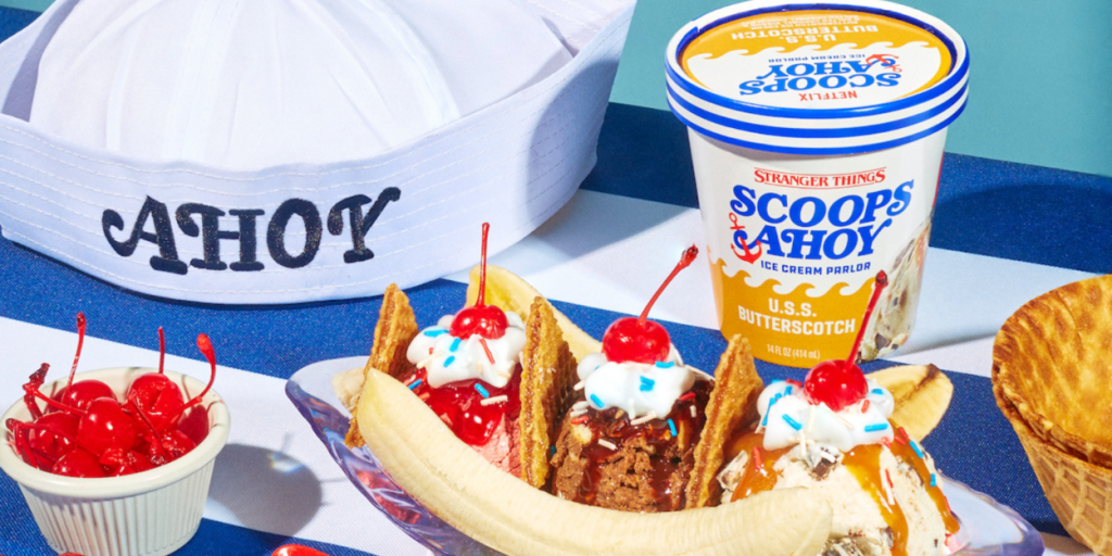 Pints of Scoops Ahoy are available year-round at Walmart. To mark Stranger Things Day on Nov. 6, the Scoops Ahoy ice cream truck visited cities across the U.S.