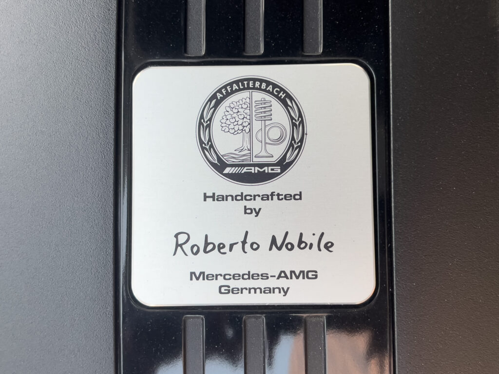 Mercedes-AMG GT 63 S engine plaque signed by Roberto Nobile