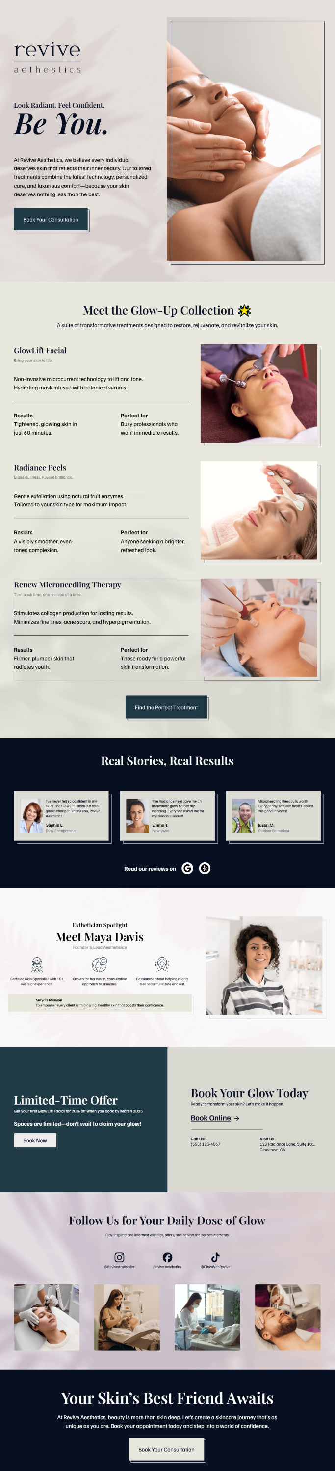 Health and spa landing page inspiration