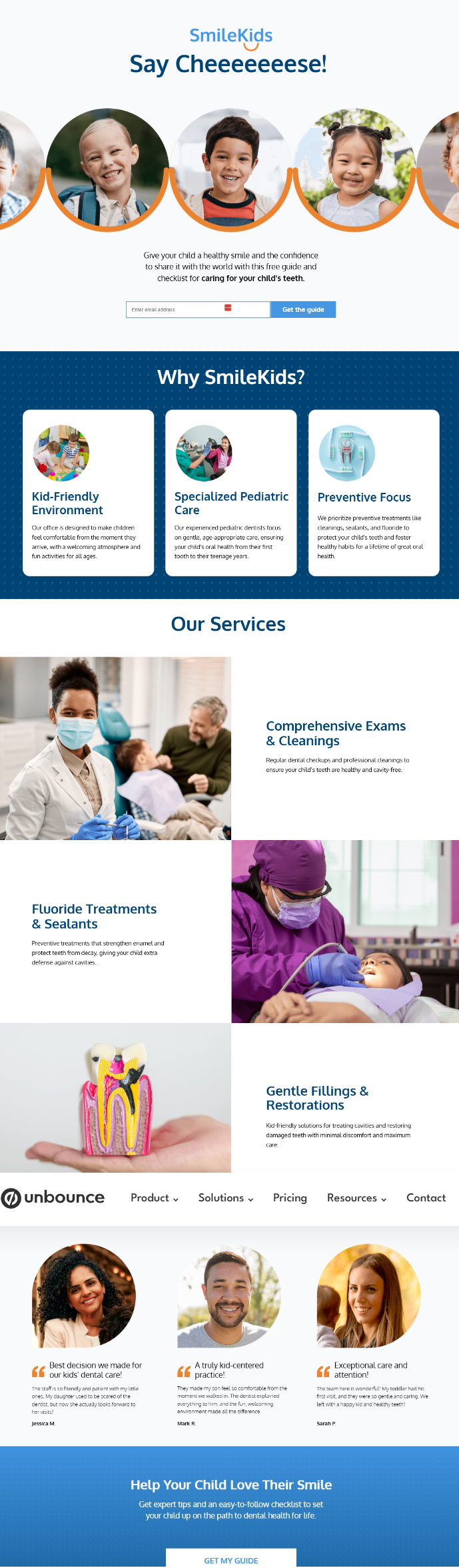 Dentist landing page inspiration