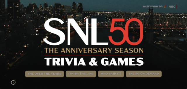 NBCU is releasing the trivia games in partnership with Comcast, Cox, and Verizon to drive engagement to partner platforms for SNL50.